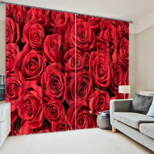 3d Red Rose 100% Blackout Curtain Custom Childrens Curtain for Window Living Wedding Room Accept Your Photo