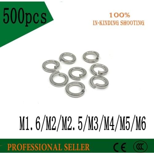 500PCS M1.6 M2 M2.5 M3 M4 M5 M6 Open Elastic Gaskets Washers Nickel plating Spring washer Nickel plated Spring pad gasket