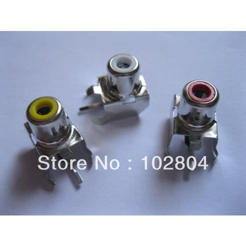 AV-8.4-3 AV Pin Jack 3 Color RCA Female Audio Video AV Socket Connector 60 pcs per Lot