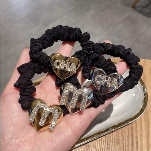 Hair Accessories Metal Love Hair Tie Fashion Rhinestone M Bean Hair Rope Ball Head Tie Hair Head Rope Holster