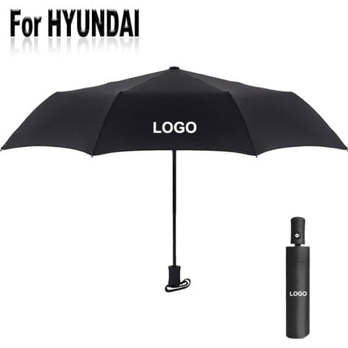 Men Women Automatic Folding Car Logo Umbrella For Hyundai Emblem Sun Protection Parasol Windproof Auto Travel Sunshade Gift