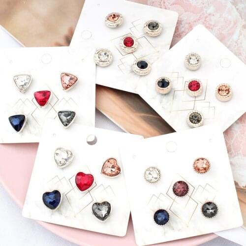 5PCS Anti-glare Buttons Shirt Cuff Neckline Snap Button Brooch Fashion Rhinestone Decoration Female Clothing Accessory Buckle