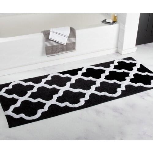 Black Long Geometric Plaid Microfiber Bedroom Bathroom Kitchen Non-slip Floor Mats Tapete Porch Doormat Area Rugs and Carpets