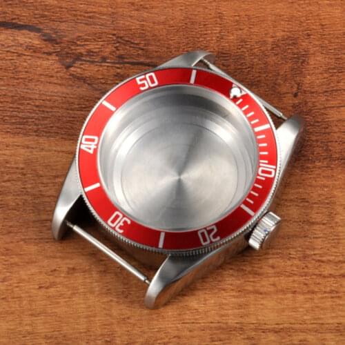 41mm Sapphire Glass Red Aluminum Bezel Watch Parts Case Dial Fit ETA 2836 or Miyota 82 series