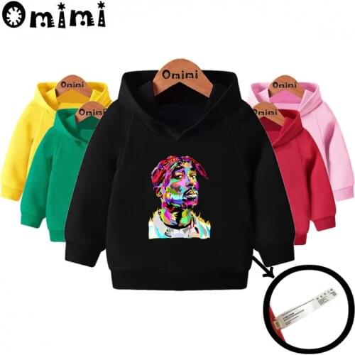 Kids Tupac 2pac Hip Hop Swag Print Cool Sweatshirts Children Hooded Hoodies Baby Pullover Tops Girls Boys Autumn Clothes,KMT287