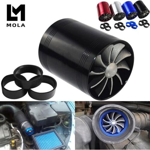 Double Turbine Turbo Charger Air Intake Gas Fuel Saver Fan Car Supercharger FSD11