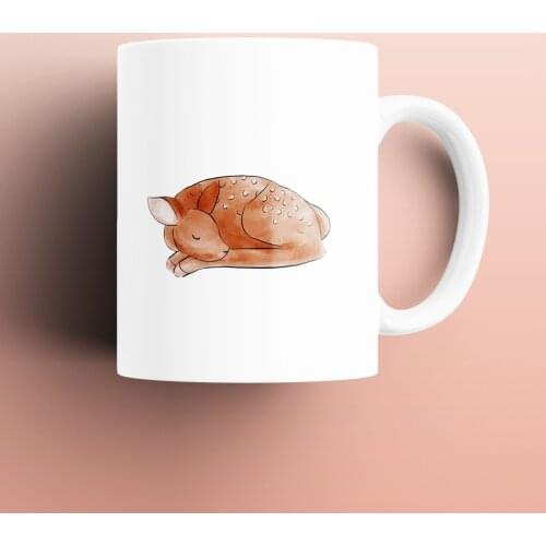 Gazelle Drawn Patterned, Printed White Cup Cup, Porcelain Raw Material, Handle, Gift Product, quality Mug and Printing