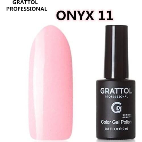 GRATTOL Professional Nail Glitter Polish Semi Permanent Gel ONYX 11 Base Top Coat UV LED Gel Varnish Soak Off Nail Art Gellak