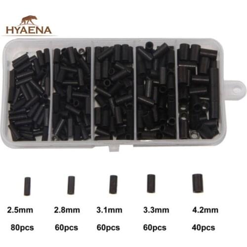 Hyaena 300pcs 1.4-4.2mm Inside Diameter Single Thicken Crimp Sleeve Steel Wire Clip Tube Set Fishing Tackle Box