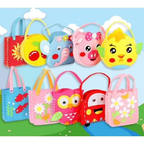 Handicraft Toys for Children Pink Bag Girl Gift Fabrication DIY Toy Cartoon Animal Handbag Arts Crafts Educational Toy Handbags
