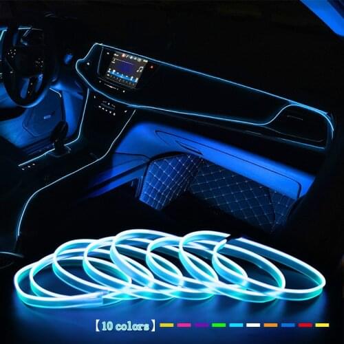 JURUS 1M/2M/3Meter/5M LED Strip Light Decoration For Car Interior Lights Flexible Ambient Neon Lamp Rope Indoor Auto Accessories