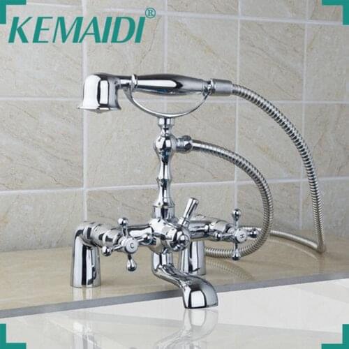KEMAIDI Deck/Ceilling Mounted Waterfall Bathroom Chrome 92603 Double Handles Bathtub Wash Basin Sink Torneira Tap Mixer Faucet