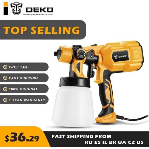 DEKO DKSG55K1 500W Spray Gun Paint Sprayers Airless Paint Sprayer Shape Control Electric Auto Furniture Steel Coating Airbrush