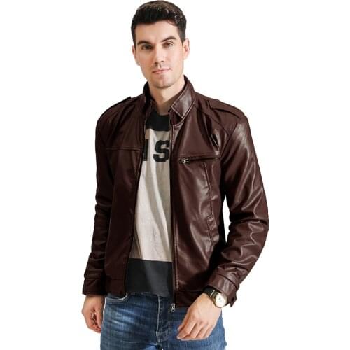 Men Spring New Motorcycle Causal Vintage Leather Jacket Coat Men Autumn Outfit Fashion Biker Pocket Design PU Leather Jacket Men
