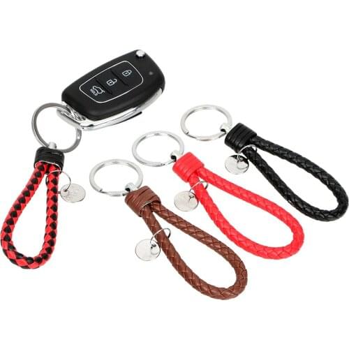 LEEPEE Key Rings Creative Car Keyring Key Chain Hand-woven Leather Rope Keychain Key Holder Auto Accessories Car-styling
