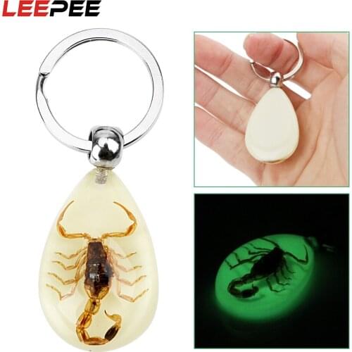 LEEPEE Scorpion Amber Key Ring Noctilucent Car Keyring Handbag Wallet Pendant Luminous Scorpion Keychain