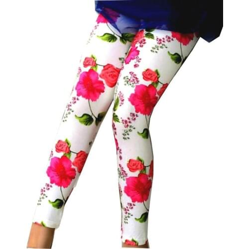 Floral Girls Leggings Spring Fall Kids Skinny Pants for Girl 2 3 4 5 6 7 8 Year Children Full Pants Elastic Waist Slim Trousers