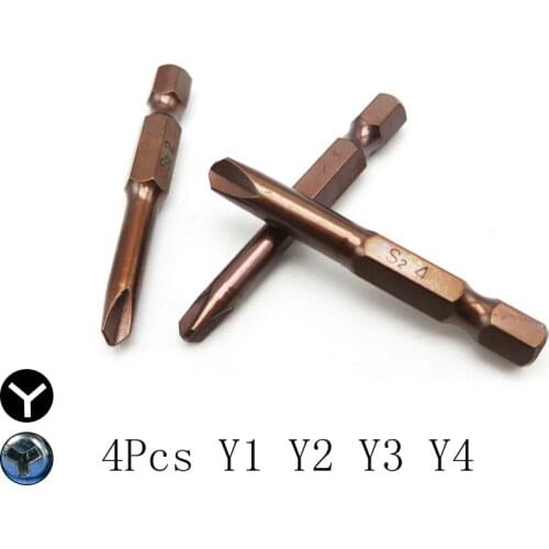 4Pcs Magnetic Y Shape Screwdriver Electric Drill Pneumatic Screwdriver Bit Repair Tools Y1 Y2 Y3 Y4