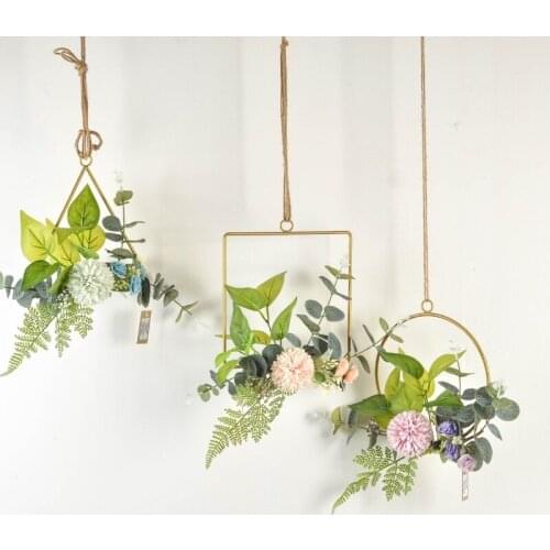 Metal Simulation Silk Cloth Flower Wall Hanging Artificial Flowers Wedding Decorations Home Decoration Accessories