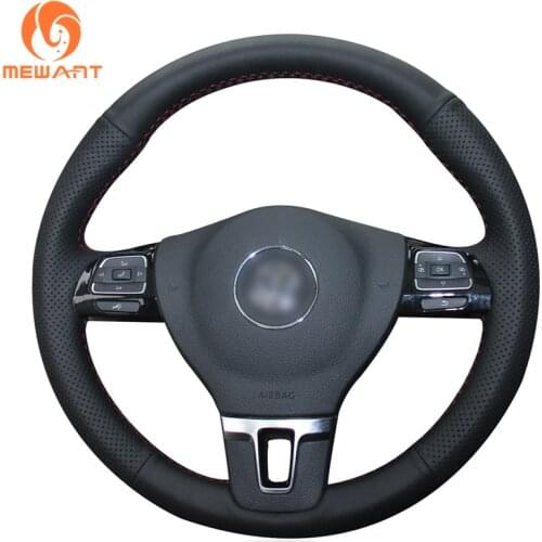 MEWANT Black Artificial Leather Car Steering Wheel Cover for Volkswagen VW Tiguan Golf Plus Passat CC Jetta Sharan EOS Caddy