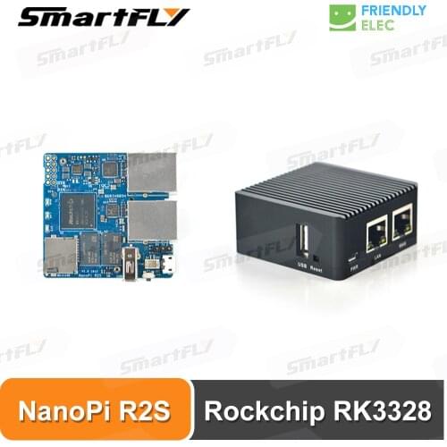 2020 New NanoPi R2S Rockchip RK3328 with CNC Metal Case Mini Router Dual Gigabit Port 1GB SBC OpenWrt System