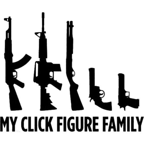 Fashion My Click Picture Family Gun Car Sticker Pvc Personality Shape Decal Decoration Black/silver/white/laser/red 15cm*12cm