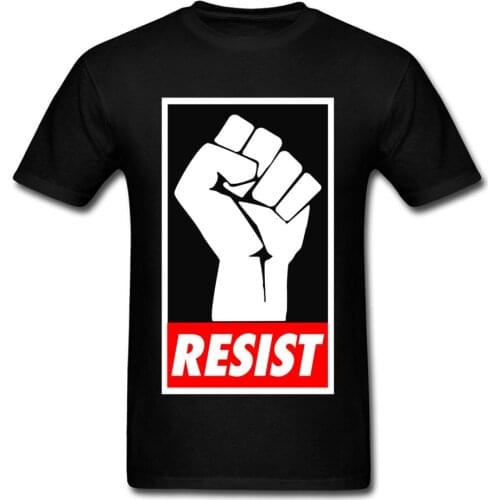 2018 Resist Fist Print Man Group T-shirt Cotton Tee Shirt High Quality Male Custom Thanksgiving Day Trendy Street Wear