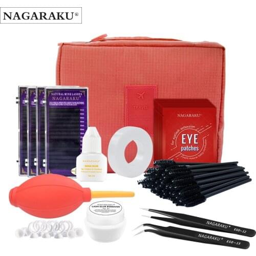 NAGARAKU Eyelash Extension Kit Makeup Fashionable False Eyelashes Set Maquiagem Eyepads Glue Remover Eyelashes Glue Rings Brush