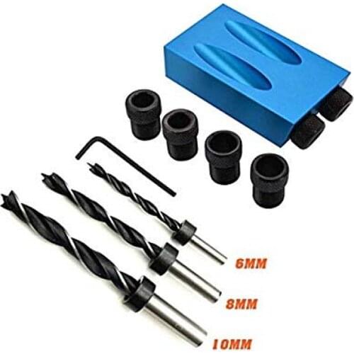 7PC/ 14PC Set Pocket Hole Drill Guide 15 Degrees Hole Drilling Kit Woodworking Oblique Drill Guide Set Positioner Locator Tool