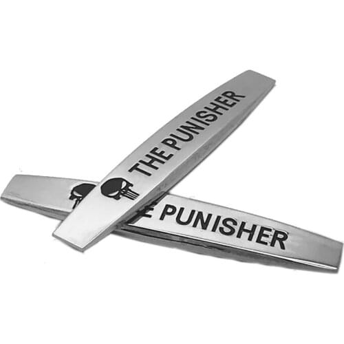 2PCS 3D THE PUNISHER Car Fender Side Skull Emblem Tail Badge Decal Rear Bumper Trunk Sticker Car Styling Auto Accessories