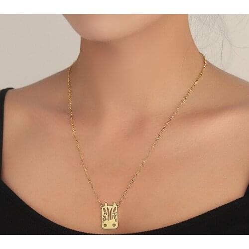 Super Cute Zebra Horse Face Shaped Cut Out Charm Necklace in Gold Handmade Animal Jewelry
