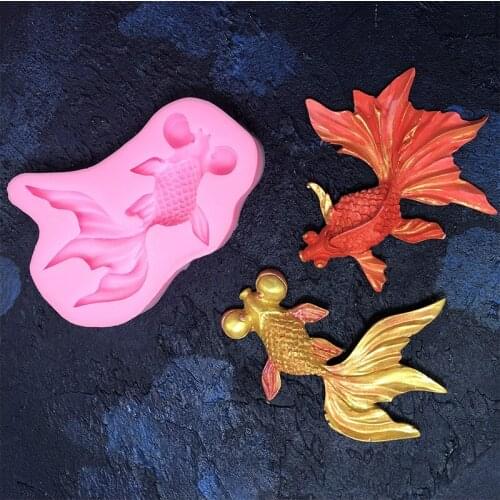 New Silicone 3D Goldfish Angel Octopus Esc Pendant Liquid Mold DIY Resin Jewelry Making Craft Tool Cake Mold