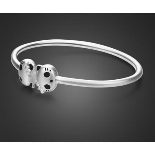 New baby S925 sterling silver bracelet opening design adjustable size cat bracelet child solid silver bracelet free shipping