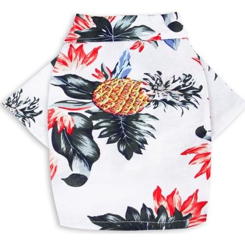 Pet Clothes spring and summer Hawaii printed cotton hemp shirt small medium-sized teddy shiba inu