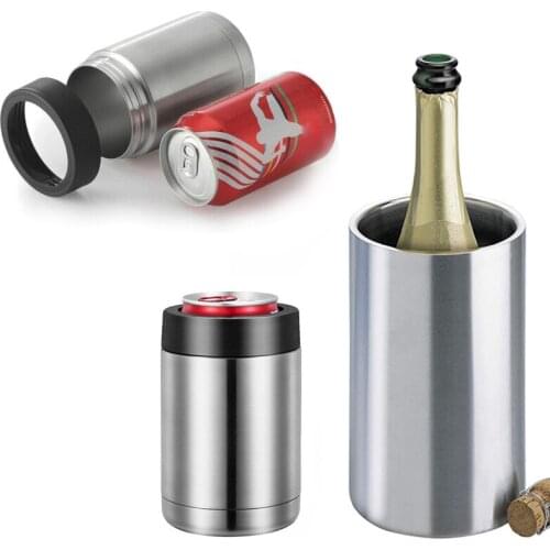 Stainless Steel Wine Cooler Bucket Double Wall Wine Bottle Cooler Holder Champagne Cold Keeper Beer Chiller Ice Bucket Bar Tool