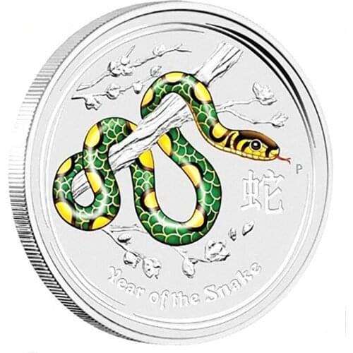 Year of The Snake Australia Animal Commemorative Coins 1 oz 9999 Silver Colorful Elizabeth II Souvenirs New Year Gifts