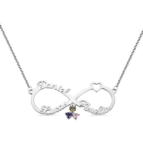 Personalized Custom Infiniti Name Necklace Birthstone Jewelry Best Friend Gifts Geometric Long Chain Pendant Necklaces Heart