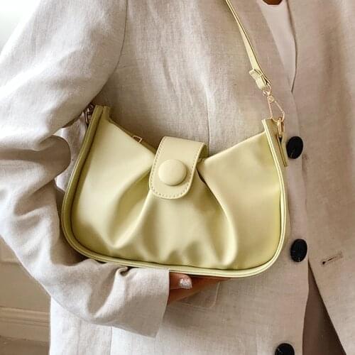 Pleated Pu Leather Crossbody Bags for Women Small Purses and Handbags Hit Messenger Bag Ladies Solid Color Clutch Shoulder Bag