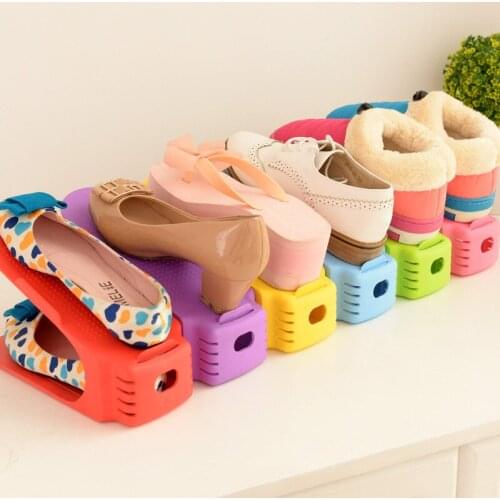 Durable Plastic Shoe Organizer Detached Double-Wide Shoe Storage Rack Modern Double Cleaning Storage Shoes Rack Stand Shelf