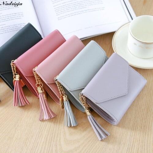Luxury Womens Short Wallets Card Holder Clutch bag Classic Hasp Purse for Girls Fashion Female Tassel Wallet With Coin Pocket