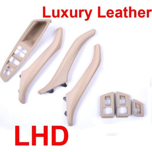 Luxury Leather Left Hand Drive LHD For BMW 5 series F10 F11 520 525 Car Interior Door Handle Inner Door Panel Pull Trim Cover