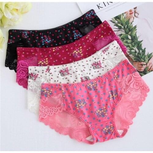 Sexy Women Underwear Lace Seamless Panties High Elastic Lace Bow Low-Rise Briefs Female Panties Lingerie