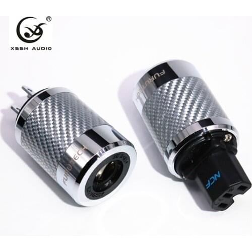XSSH Audio FI-50&FI50M Carbon Fiber Rhodium Plated AC Power Electrical Male female connector IEC EU US IEC Plug