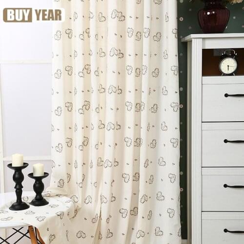 Love Wreath Cotton and Linen Curtains Embroidered Embroidered Shading Curtains for Living Dining Room Bedroom