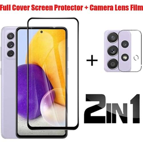 Glass Film For Samsung Galaxy A32 A52 A02S A51 A21 A21S A31 M21 M31 M51 S20 FE S21 Plus Full Cover Screen Camera Lens Protector