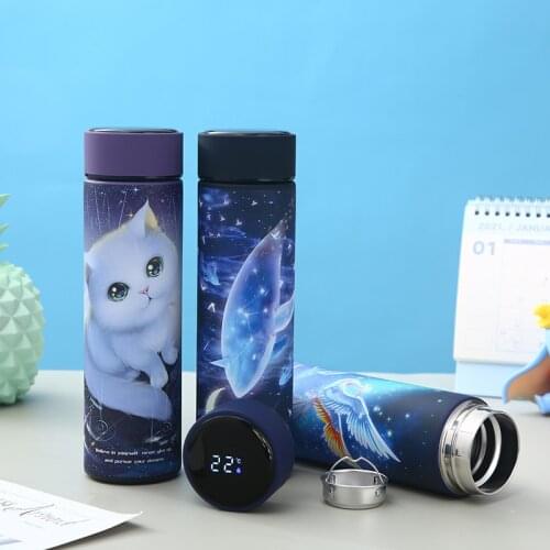 450ml Stainless Steel Smart Thermos Bottle Animal Series Temperature Display Vacuum Flasks Portable Water Bottle for Girls