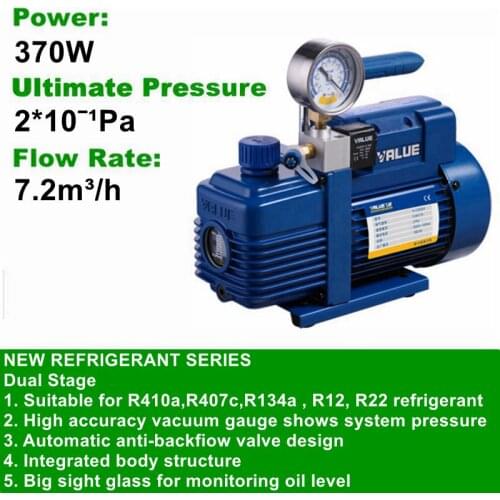 V-I240SV 370W 220V~/50HZ ,Oil 325ml Vacuum Pump Dual Stage pump,refrigeration tools,Flow Rate 7.2m3/h. Free shipping