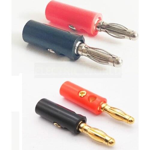 Aligator clip 10pcs banana Clips connector Screw Gold Plate Plugs Connectors 4mm in stock Black Red banana plug socket