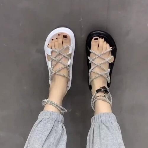 Female Gladiator Open Toe Soft Sandals Womens Platform Beach Shoes New Summer Fashion Cross Belt Flat Sandals Women Shoes