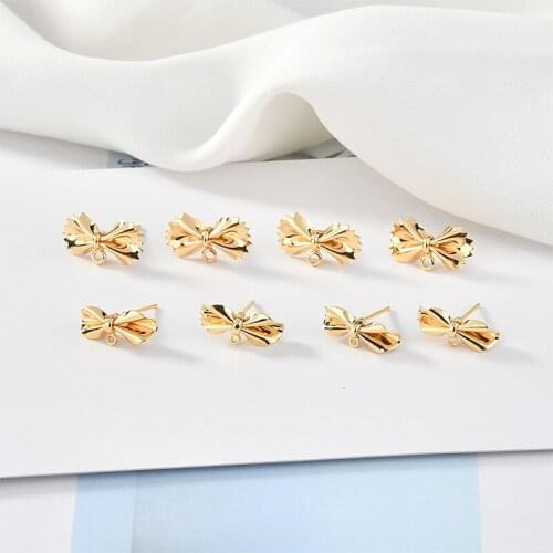 Bowknot shape 20pcs/lot copper decoration fashion alloy women stud earrings diy jewelry earring accessory